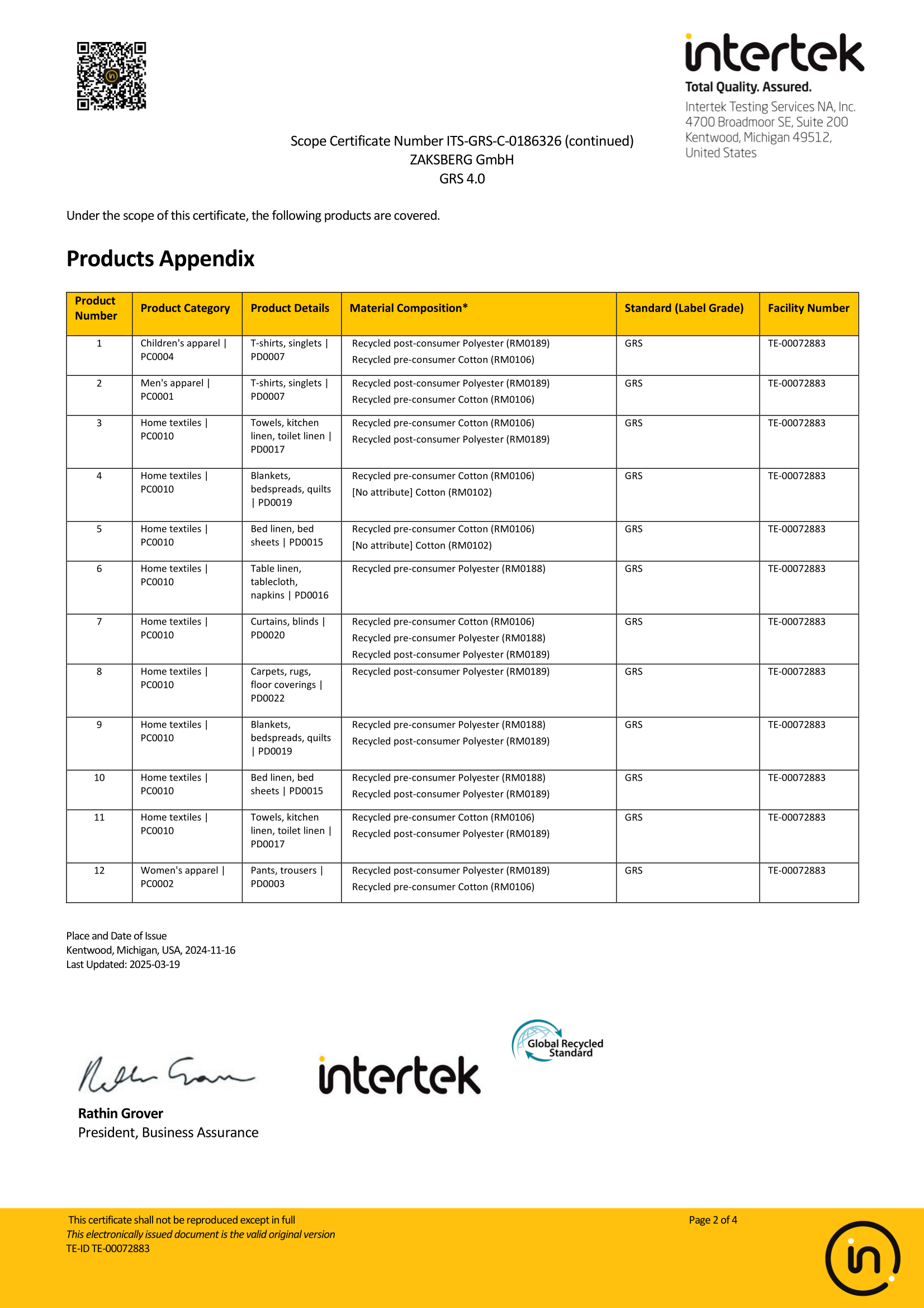 GRS Certificate Page 2